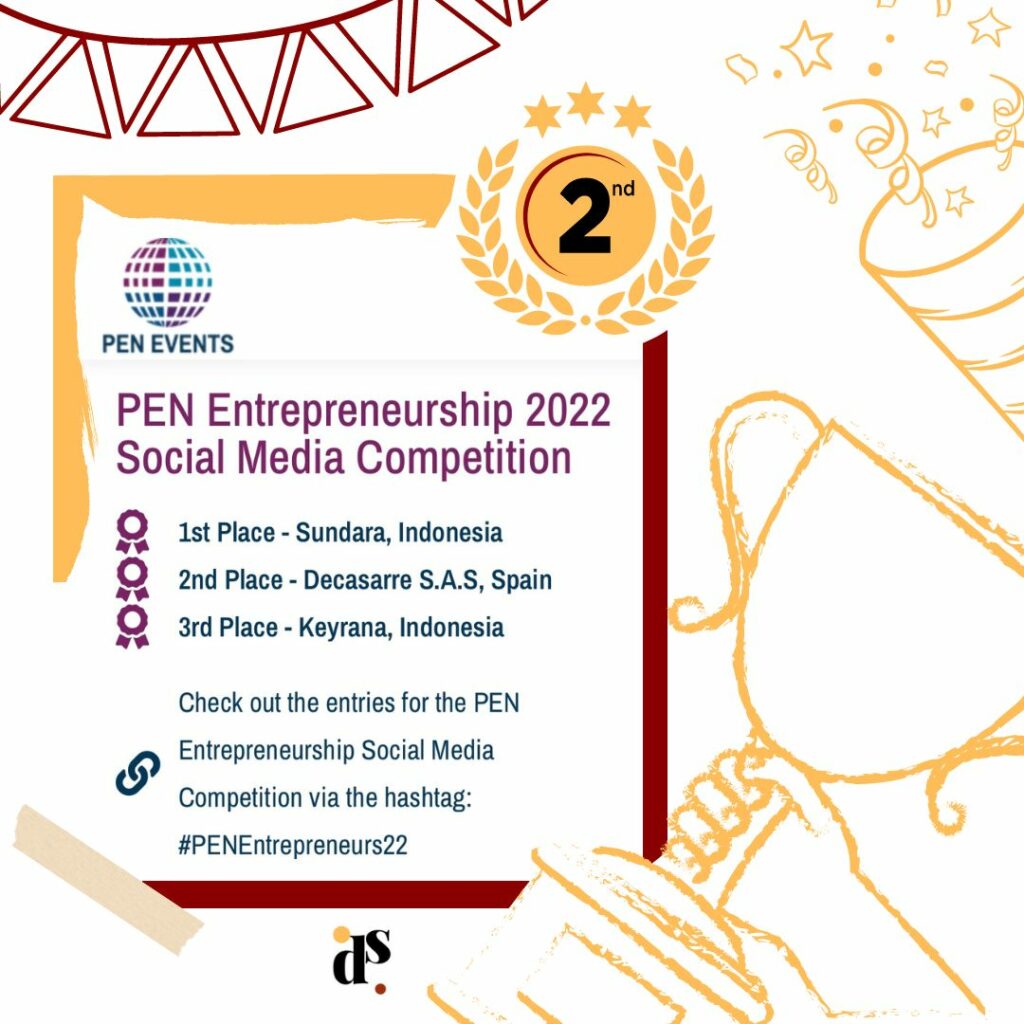Nuestra empresa simulada Decasarre obtiene el 2º puesto en la PEN Entrepreneurship 2022 Social Media Competition